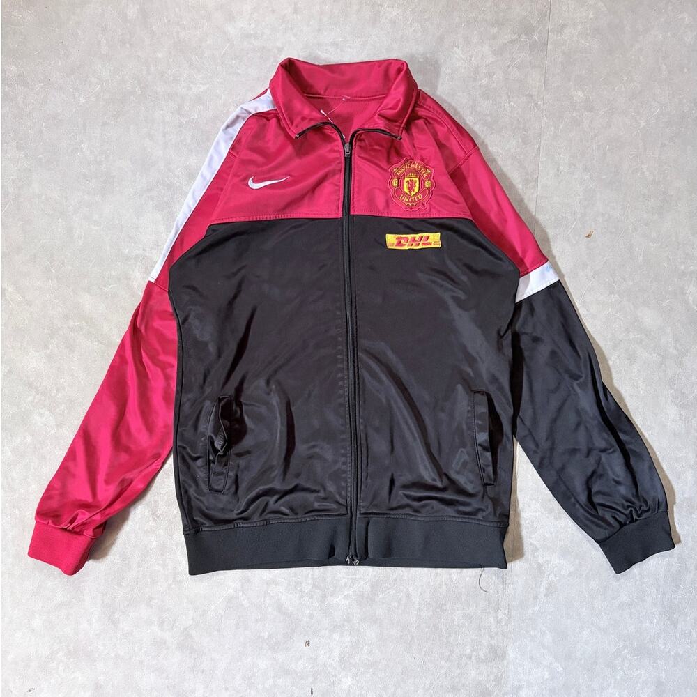 2000s Vintage Manchester United Nike Bootleg Black Track Jacket -L